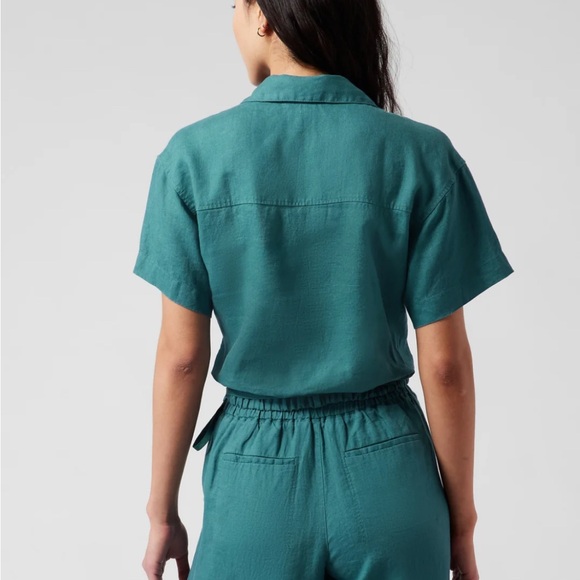 Athleta Playa Linen Teal Wrap Top women’s Small Petite - Picture 3 of 7